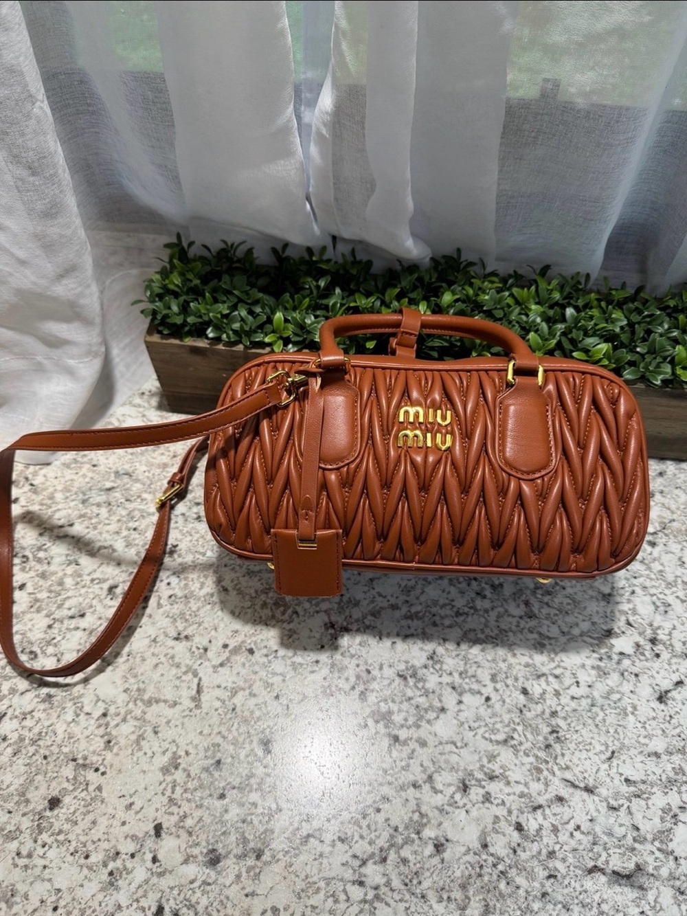Miu Miu Brown Leather Barrel Bag